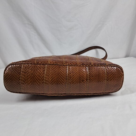 Vtg Morris Moskowitz Brown Genuine Reptile Shoulder Purse - Picture 6 of 16